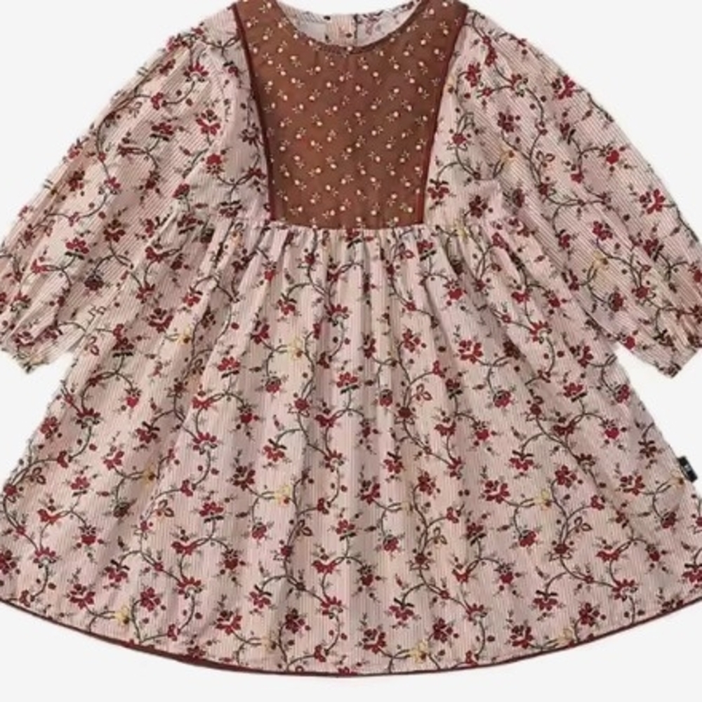 Floral Long-Sleeve Kids Casual Dress - Picture 3 of 4